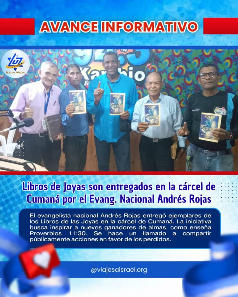 Evangelista Nacional Andrés Rojas entrega los libros de Joyas en la cárcel de Cumaná